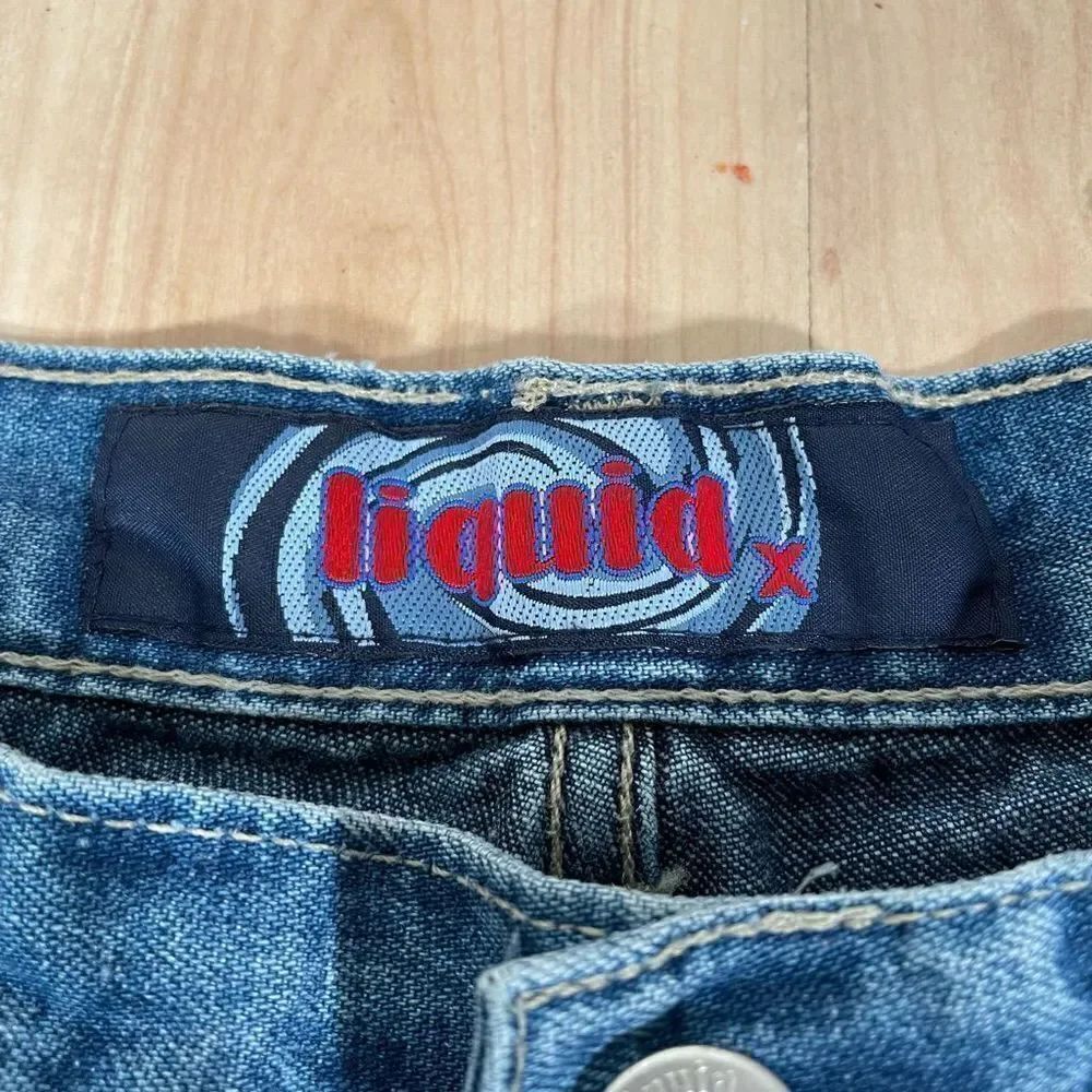 NWT Liquid Sz 9 Subdued Patchwork flare high rise trendy unique awesome jeans - Picture 2 of 12